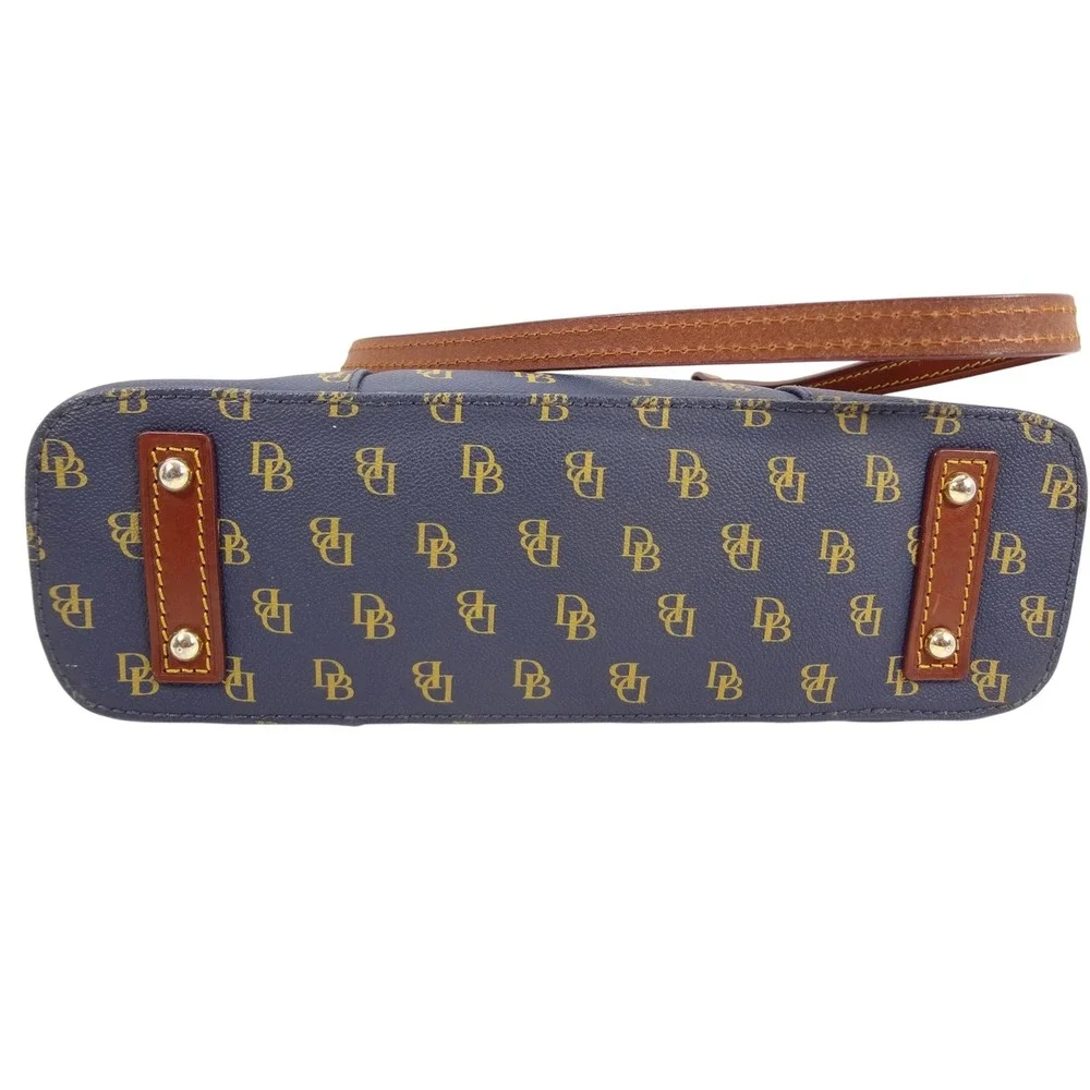 Dooney & Bourke Gretta Small Leisure Shopper‎ Tote Navy Monogram Leather Trim